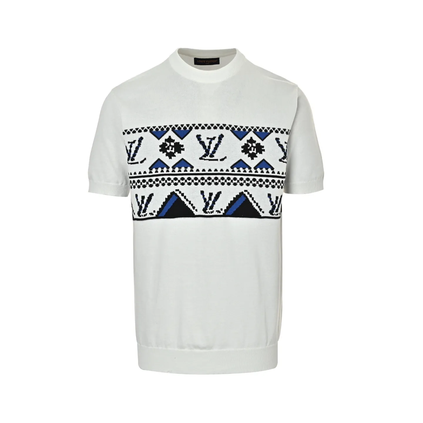 Louis Vuitton/Louis Vuitton geometric old flower jacquard knitted short sleeves